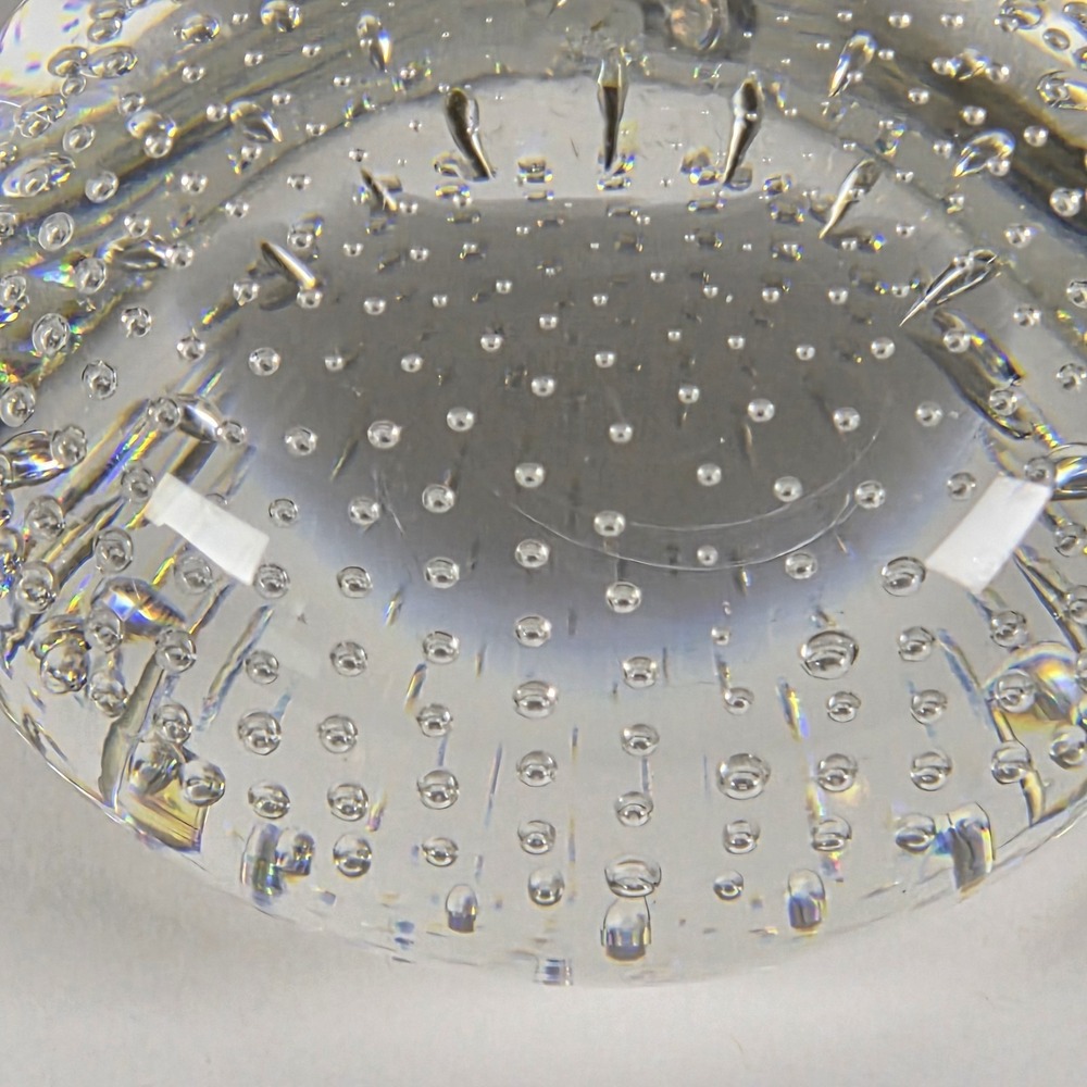 Bullicante Crystal Glass Paperweight Controlled Bubble 3" Heavy Clear Quality - Picture 5 of 7
